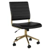 Martha Stewart Office Chairs<Ivy Armless Faux Leather Swivel Office Chair, Black/Polished Brass (CH2209211BKGLD)