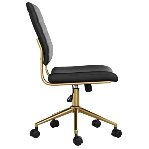 Martha Stewart Office Chairs<Ivy Armless Faux Leather Swivel Office Chair, Black/Polished Brass (CH2209211BKGLD)
