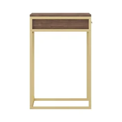 Martha Stewart Office Desks<Ollie 47"W Home Office Desk with 3 Drawers, Walnut/Polished Brass (ZGZP028BRGLD)