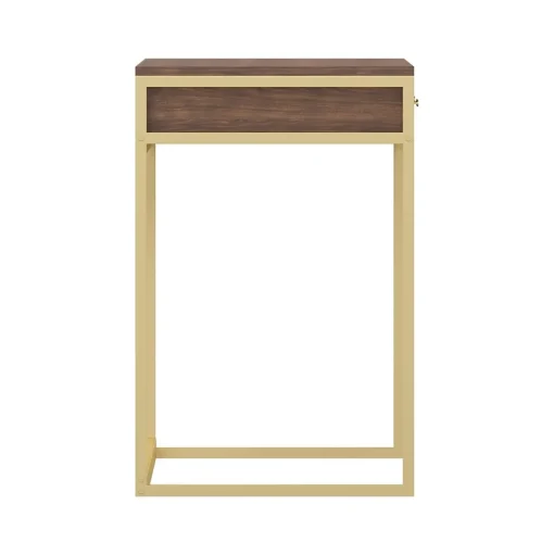 Martha Stewart Office Desks<Ollie 47"W Home Office Desk with 3 Drawers, Walnut/Polished Brass (ZGZP028BRGLD)