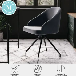 Martha Stewart Office Chairs<Sora Fabric Swivel Stationary Office Chair, Gray/Oil Rubbed Bronze (CH222119GYBK)