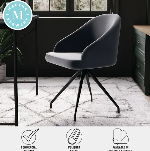 Martha Stewart Office Chairs<Sora Fabric Swivel Stationary Office Chair, Gray/Oil Rubbed Bronze (CH222119GYBK)