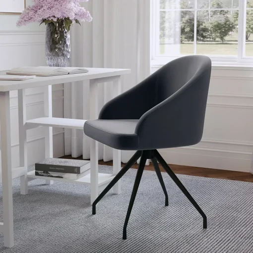 Martha Stewart Office Chairs<Sora Fabric Swivel Stationary Office Chair, Gray/Oil Rubbed Bronze (CH222119GYBK)