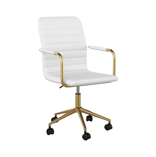 Martha Stewart Office Chairs<Taytum Ergonomic Faux Leather Swivel Office Chair, White (CH142370WHGLD)