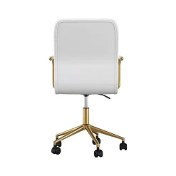 Martha Stewart Office Chairs<Taytum Ergonomic Faux Leather Swivel Office Chair, White (CH142370WHGLD)