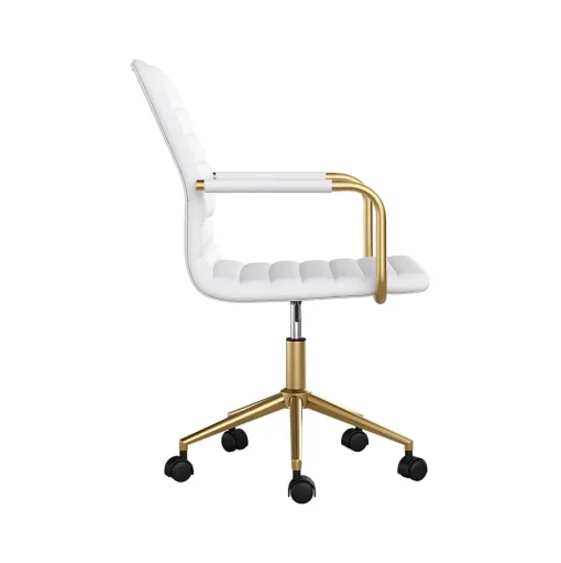 Martha Stewart Office Chairs<Taytum Ergonomic Faux Leather Swivel Office Chair, White (CH142370WHGLD)