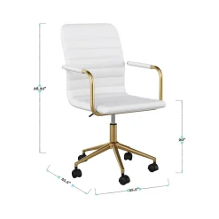 Martha Stewart Office Chairs<Taytum Ergonomic Faux Leather Swivel Office Chair, White (CH142370WHGLD)