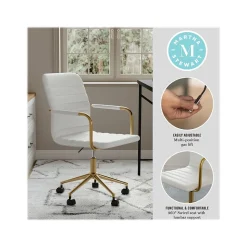 Martha Stewart Office Chairs<Taytum Ergonomic Faux Leather Swivel Office Chair, White (CH142370WHGLD)