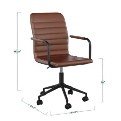 Martha Stewart Office Chairs<Taytum Faux Leather Swivel Office Chair, Saddle Brown/Oil Rubbed Bronze (CH142370BRBK)