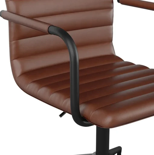 Martha Stewart Office Chairs<Taytum Faux Leather Swivel Office Chair, Saddle Brown/Oil Rubbed Bronze (CH142370BRBK)