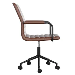 Martha Stewart Office Chairs<Taytum Faux Leather Swivel Office Chair, Saddle Brown/Oil Rubbed Bronze (CH142370BRBK)