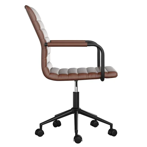 Martha Stewart Office Chairs<Taytum Faux Leather Swivel Office Chair, Saddle Brown/Oil Rubbed Bronze (CH142370BRBK)