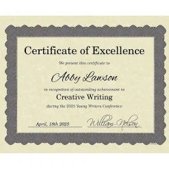 Masterpiece Studios Awards & Certificates<Certificates, 8.5" x 11", Beige/Metallic Silver, 25/Pack (934325)