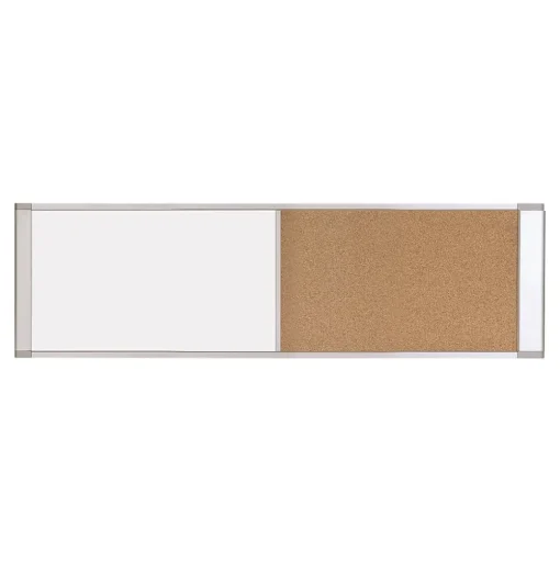 MasterVision Dry Erase<Cork & Dry Erase Combo Dry-Erase & Bulletin Board, Silver Frame, 3' x 1.5' (XA10003700)