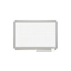 MasterVision Dry Erase<® 48"H x 72"W Grid Porcelain Planner Dry Erase Board, Aluminum Frame
