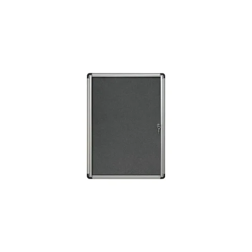 MasterVision Bulletin<® Slim-Line Enclosed Fabric Bulletin Board, Gray, 38" X 28" X 1 3/8" (VT630103690)