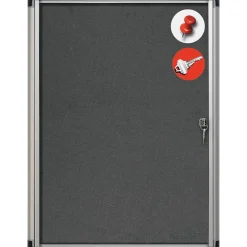 MasterVision Bulletin<® Slim-Line Enclosed Fabric Bulletin Board, Gray, 38" X 28" X 1 3/8" (VT630103690)