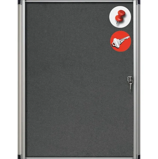 MasterVision Bulletin<® Slim-Line Enclosed Fabric Bulletin Board, Gray, 38" X 28" X 1 3/8" (VT630103690)