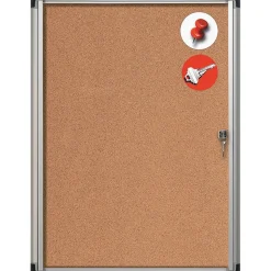 MasterVision Bulletin<® Slim-Line Enclosed Cork Bulletin Board, Cork, 38" X 28" X 1 3/8" (VT630101690)