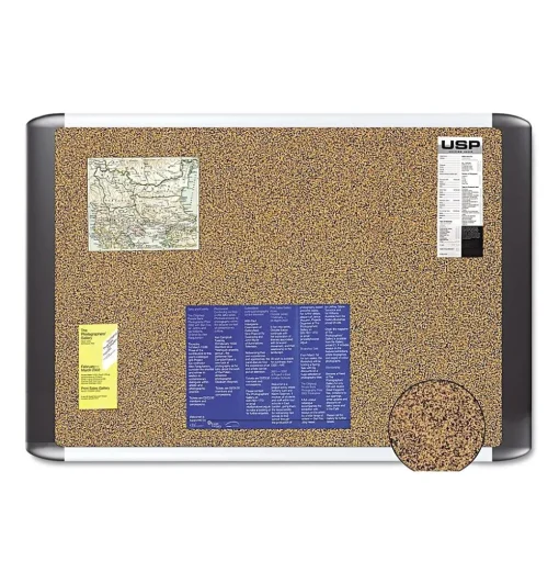 MasterVision Bulletin<Tech Cork Board, 72" x 48", Tan Surface, Silver/Black Aluminum Frame (BVCMVI270501)