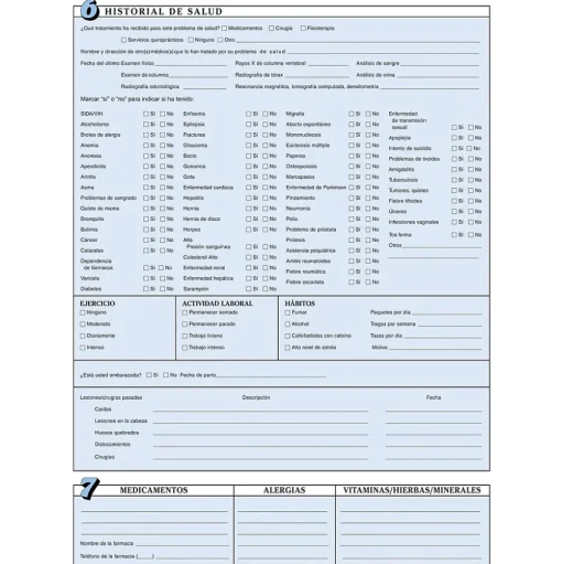 Medical Arts Press Medical Forms<® Chiropractic Registration and History Form without Updates; Sky Blue, Spanish