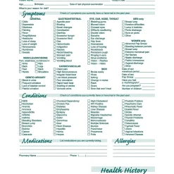 Medical Arts Press Medical Forms<® Health History Patient Care Form, Green FormFamily™