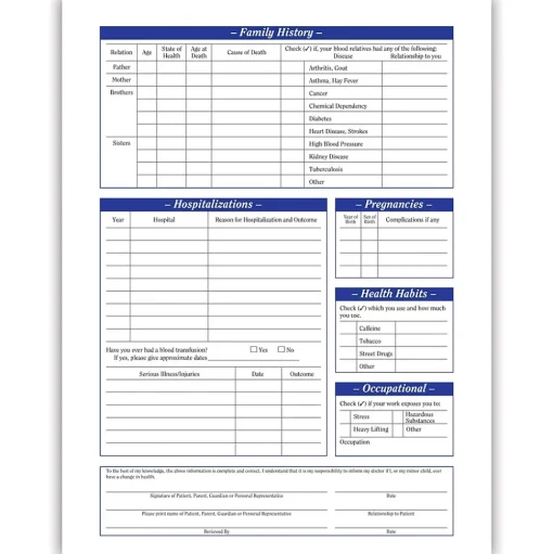 Medical Arts Press Medical Forms<® Health History Form; Purple FormFamily™