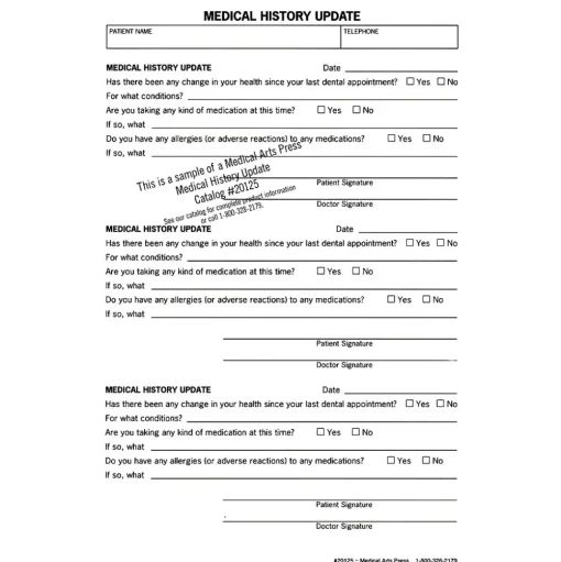 Medical Arts Press Medical Forms<® History Update Form, Dental