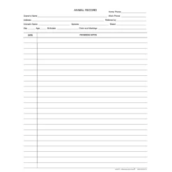 Medical Arts Press Medical Forms<Medical  Arts Press® Wide Ruled Veterinary Animal Record Progress Notes, 250/Pack  (20477)