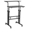 Mind Reader Standing Desks<27.5"- 39" Mobile Adjustable Sit/Stand Desk, Black (SDROLLXL-BLK)