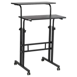 Mind Reader Standing Desks<27.5"- 39" Mobile Adjustable Sit/Stand Desk, Black (SDROLLXL-BLK)