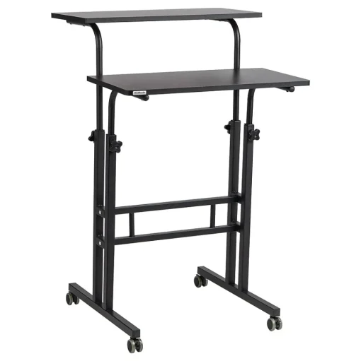 Mind Reader Standing Desks<27.5"- 39" Mobile Adjustable Sit/Stand Desk, Black (SDROLLXL-BLK)