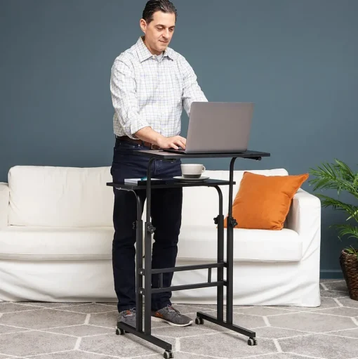 Mind Reader Standing Desks<27.5"- 39" Mobile Adjustable Sit/Stand Desk, Black (SDROLLXL-BLK)