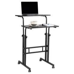 Mind Reader Standing Desks<27.5"- 39" Mobile Adjustable Sit/Stand Desk, Black (SDROLLXL-BLK)