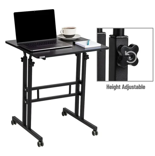 Mind Reader Standing Desks<27.5"- 39" Mobile Adjustable Sit/Stand Desk, Black (SDROLLXL-BLK)