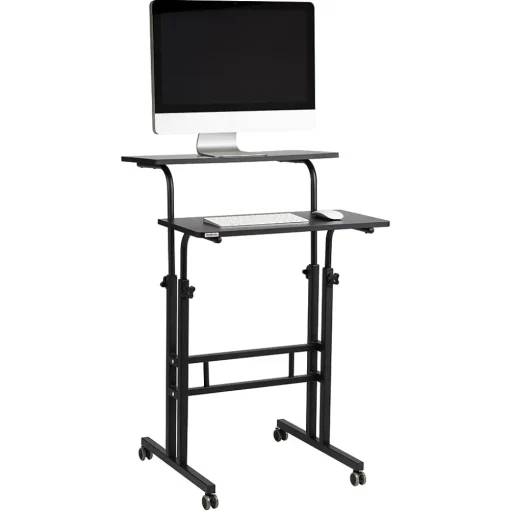 Mind Reader Standing Desks<27.5"- 39" Mobile Adjustable Sit/Stand Desk, Black (SDROLLXL-BLK)