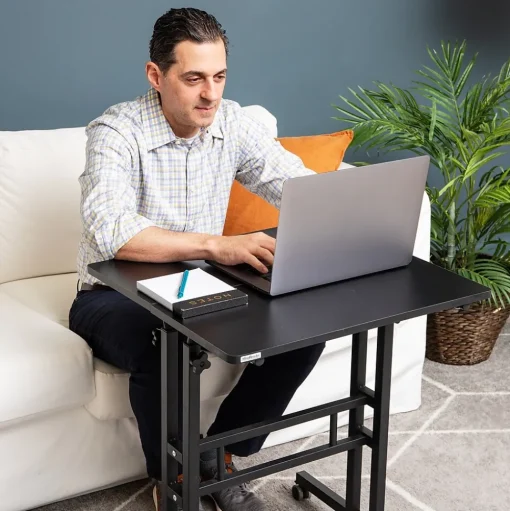 Mind Reader Standing Desks<27.5"- 39" Mobile Adjustable Sit/Stand Desk, Black (SDROLLXL-BLK)