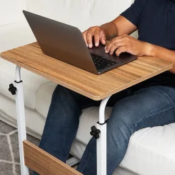 Mind Reader Standing Desks<21.75" Adjustable Standing Desk Laptop Stand, Brown/White (OBRJUST-BRN)