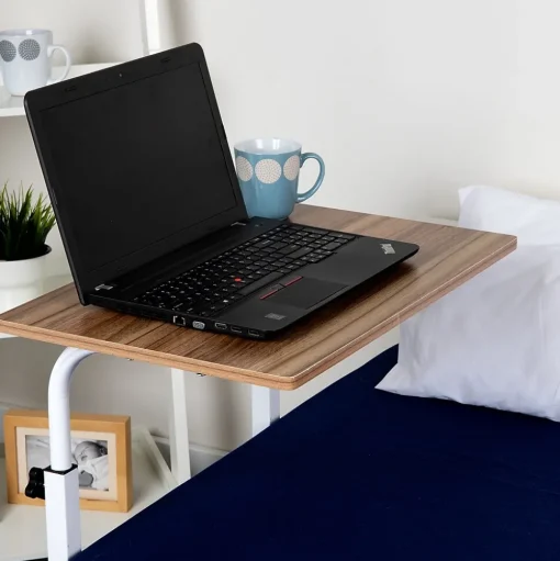 Mind Reader Standing Desks<21.75" Adjustable Standing Desk Laptop Stand, Brown/White (OBRJUST-BRN)