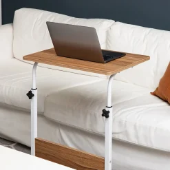 Mind Reader Standing Desks<21.75" Adjustable Standing Desk Laptop Stand, Brown/White (OBRJUST-BRN)