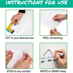 Mind Reader Dry Erase<Adhesive Dry-Erase Whiteboard Roll with Dry Erase Markers, 24" x 10' (DWBER-WHT)
