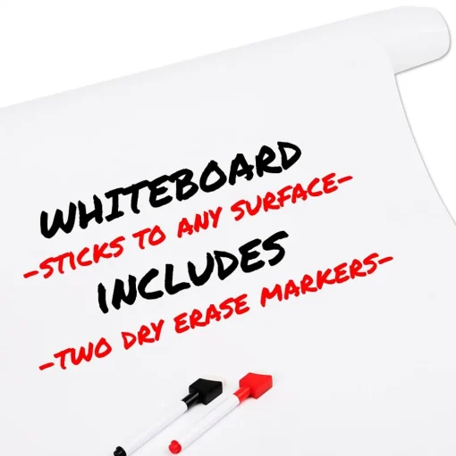 Mind Reader Dry Erase<Adhesive Dry-Erase Whiteboard Roll with Dry Erase Markers, 24" x 10' (DWBER-WHT)