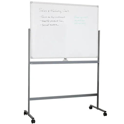 Mind Reader Dry Erase<Mobile Double-Sided Dry-Erase Whiteboard, Aluminum Frame, 47" x 35.5" (ROLLBOARD-WHT)