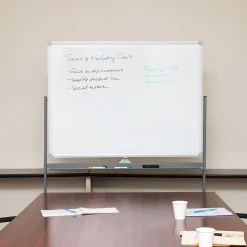Mind Reader Dry Erase<Mobile Double-Sided Dry-Erase Whiteboard, Aluminum Frame, 47" x 35.5" (ROLLBOARD-WHT)