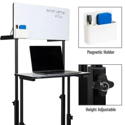 Mind Reader Standing Desks<21"W Adjustable Standing Whiteboard Desk, Black (SDWBOARD-BLK)
