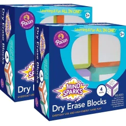 Mind Sparks Dry Erase<Write-On Blocks Plastic Mobile Dry-Erase Whiteboard, 3" x 3", 2/Bundle (CK-9306-2)