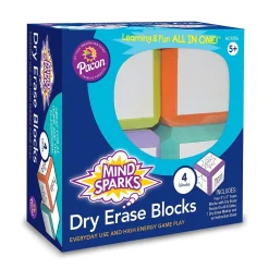 Mind Sparks Dry Erase<Write-On Blocks Plastic Mobile Dry-Erase Whiteboard, 3" x 3", 2/Bundle (CK-9306-2)