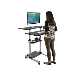Mount-It! Standing Desks<37"-55" Plastic/Steel Adjustable Desk, Black/Gray (MI-7970)