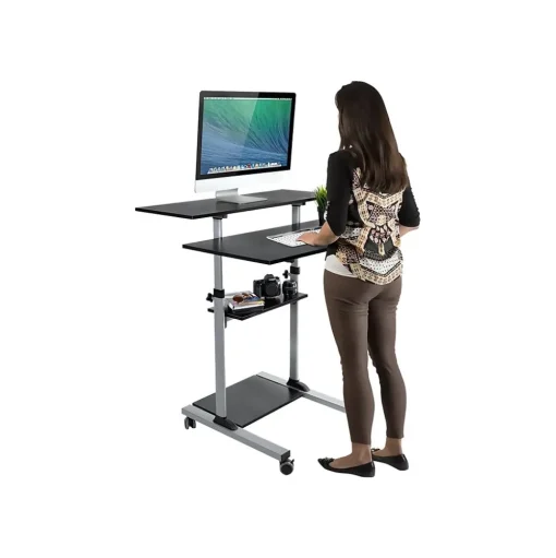 Mount-It! Standing Desks<37"-55" Plastic/Steel Adjustable Desk, Black/Gray (MI-7970)