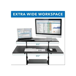 Mount-It! Standing Desks<37"-55" Plastic/Steel Adjustable Desk, Black/Gray (MI-7970)